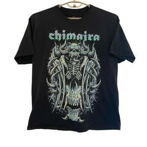 Chimaira Band T Shirt Black Tee XL Y2K Heavy Metal Skeleton Graphic Cotton Hanes